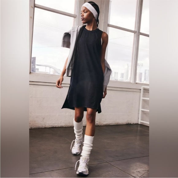 NEW! FREE PEOPLE Movement Hot Shot Mini Dress Tunic Tank Top Black Sleeveless XL - Picture 3 of 3